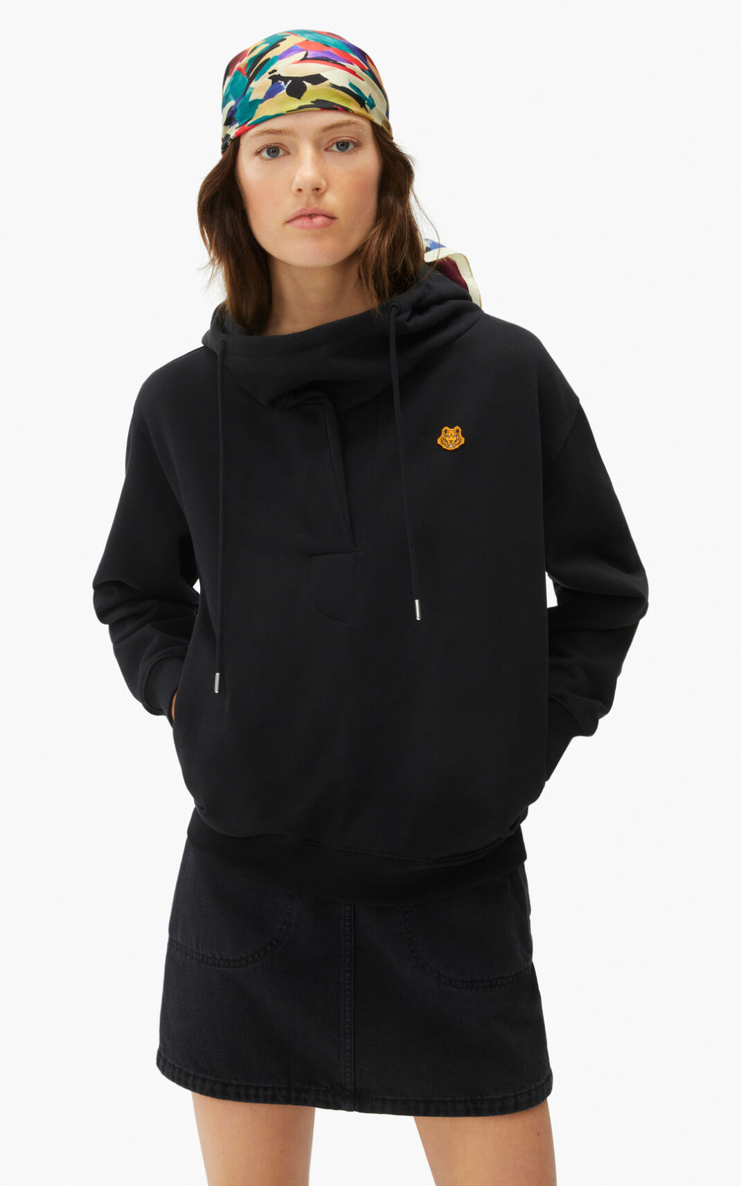 Sweat A Capuche Kenzo Hooded cowl neck Femme Noir | BOQR-02367